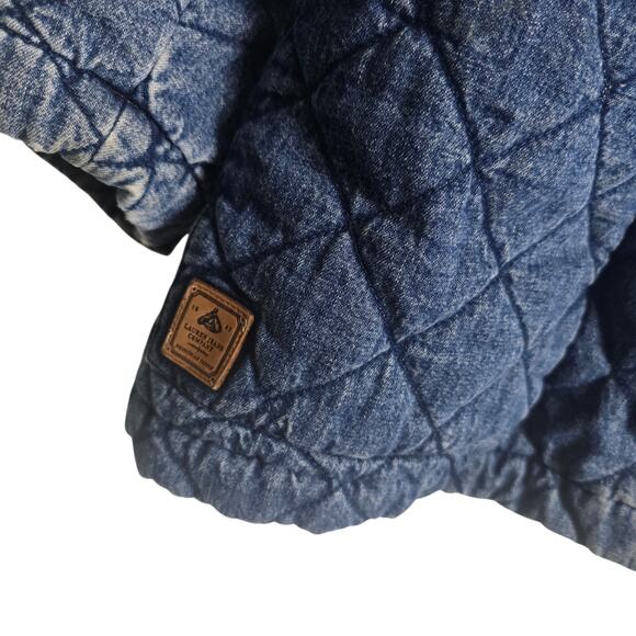 Vintage Lauren Ralph Lauren Quilted Denim Barn Jacket Equestrian Hunt Lining 3x - Picture 5 of 10